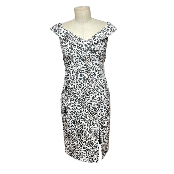 Black Halo Hepburn‎ Off-the-shoulder Sheath Dress In Kaleidoscope Size 0 - Picture 2 of 14